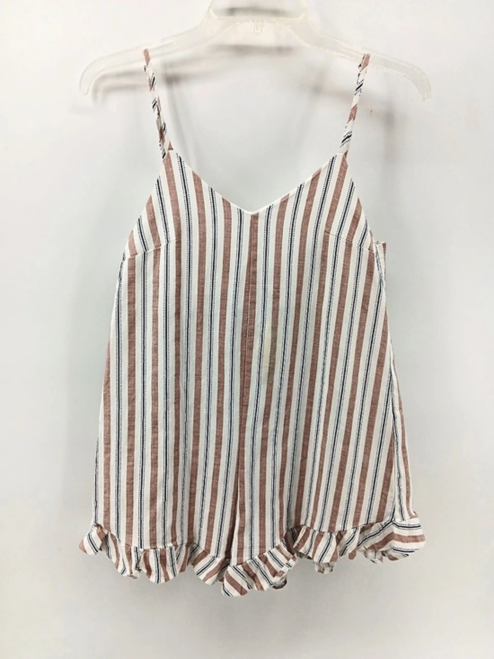 POLLY Striped Romper in White & Pink US 4 Like New